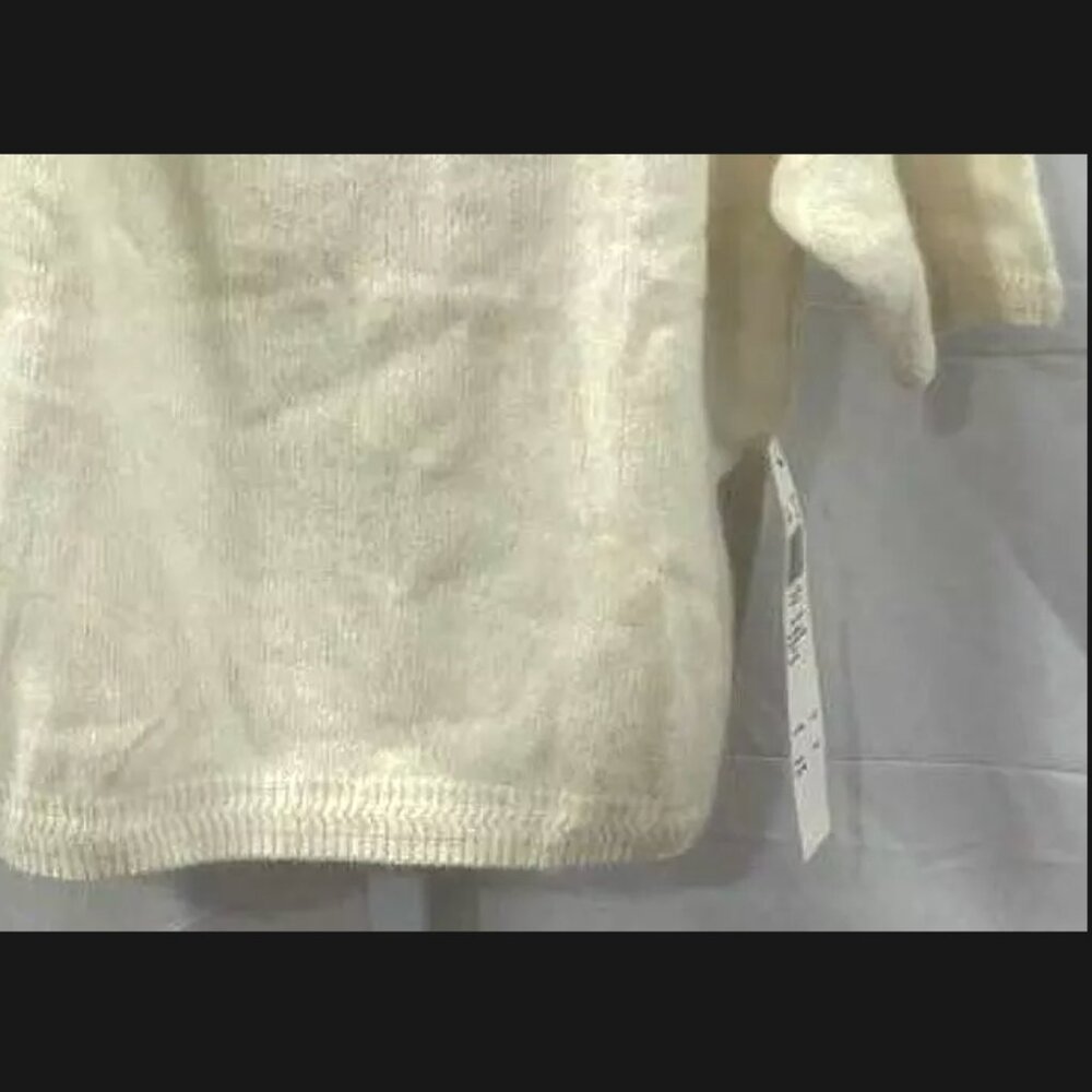 NEW VTG 80s 90s Lambswool Angora Short Sleeve Sweater Pullover Ivory Women's L - Picture 4 of 10
